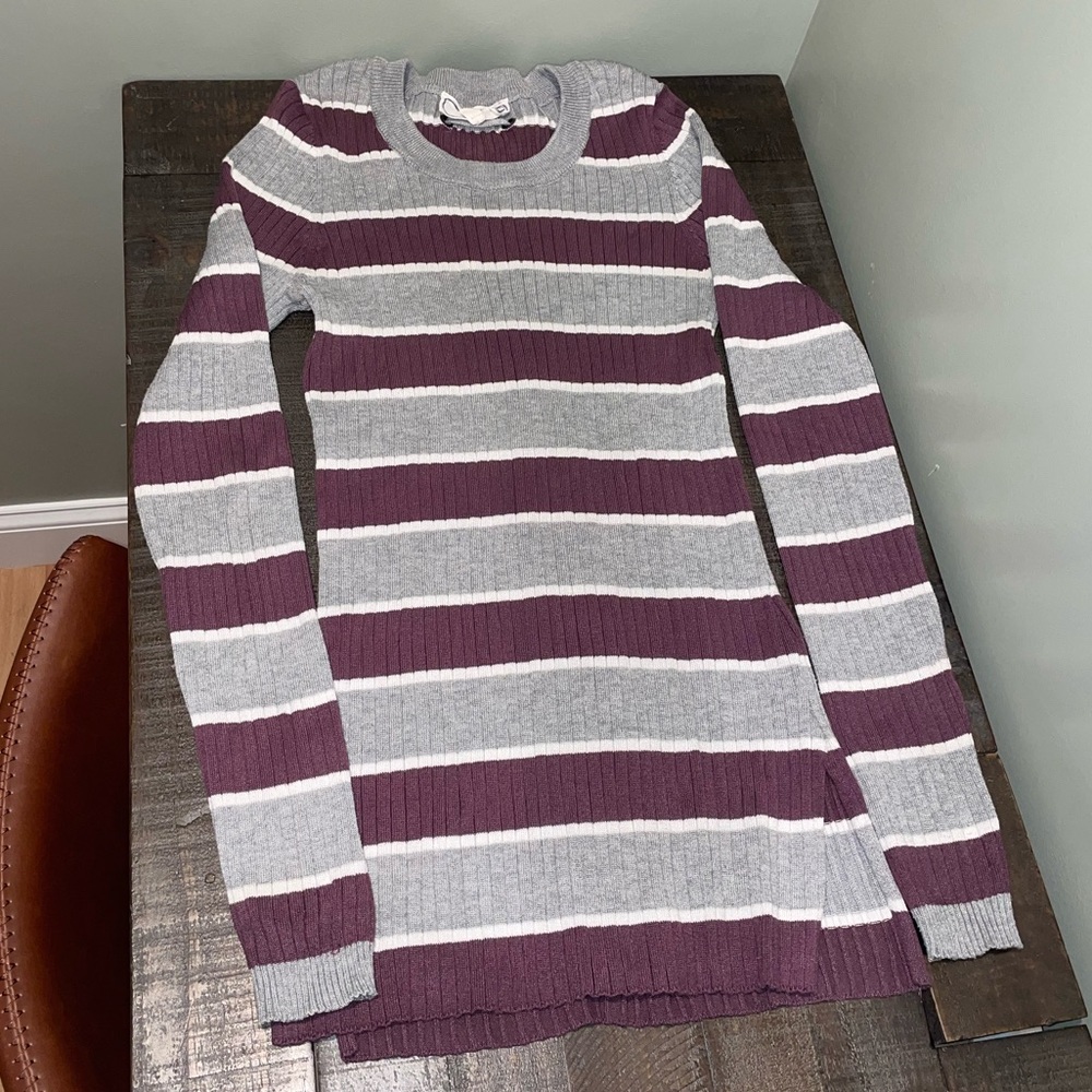 Hippie Rose Purple and Gray Striped Top